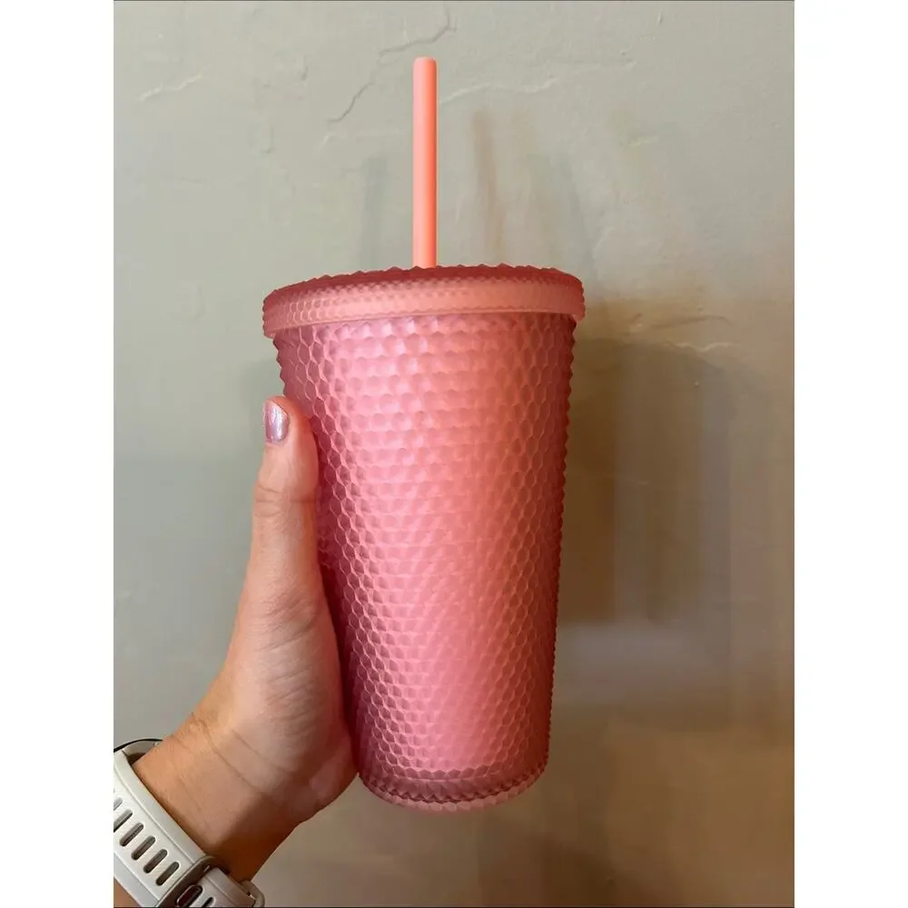 Starbucks Rose Pink Studded Reusable Cold Cup with Straw